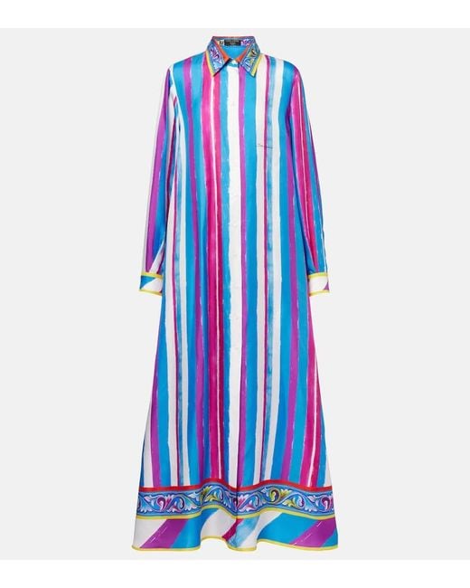 Caftan De Seda A Rayas Dolce & Gabbana de color Blue
