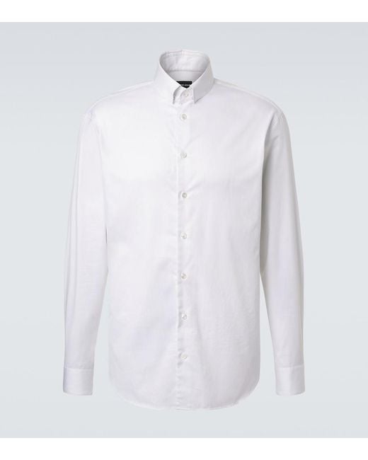 Giorgio Armani White Archivio Pinstripe Cotton Shirt for men