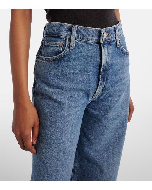 Jeans A Gamba Larga Harper Crop di Agolde in Blue