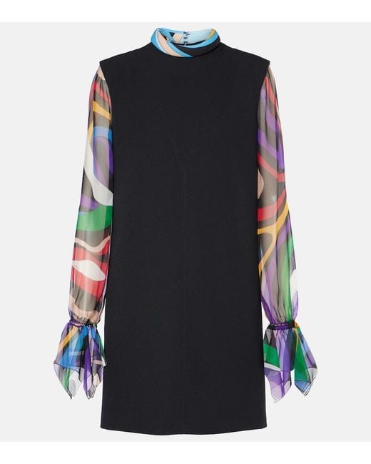 Emilio Pucci Blue Marmo Silk Cady Shift Dress