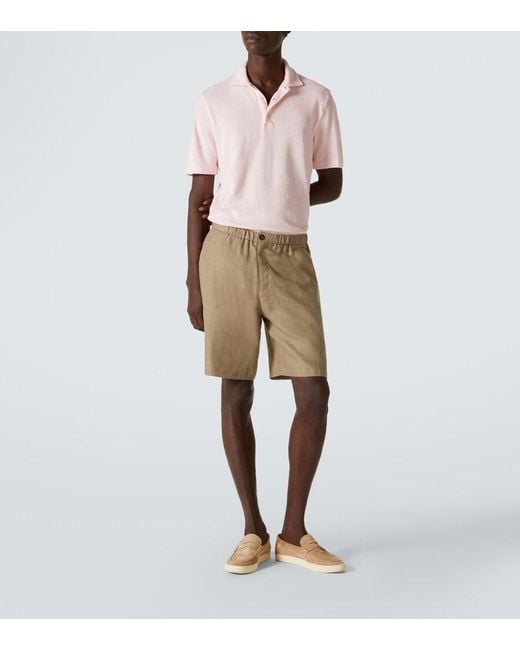Fedeli Pink Cotton Terry Polo Shirt for men