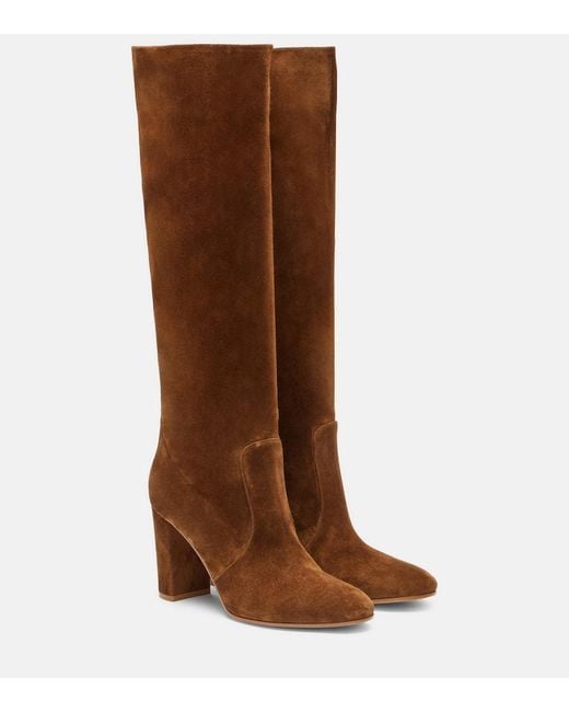 Gianvito Rossi Brown Glen 85 Suede Knee-High Boots