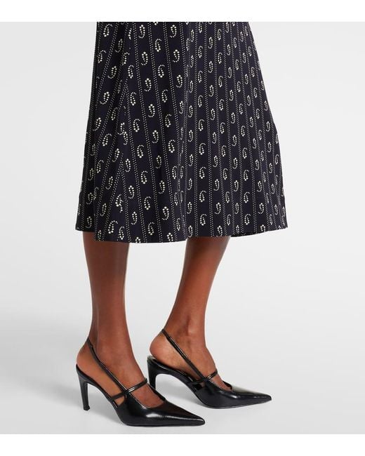Abito Midi Con Stampa di Tory Burch in Black
