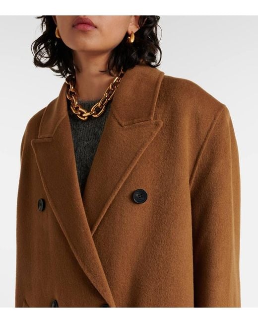 Frankie Shop Brown Gaia Double-Breasted Wool-Blend Coat