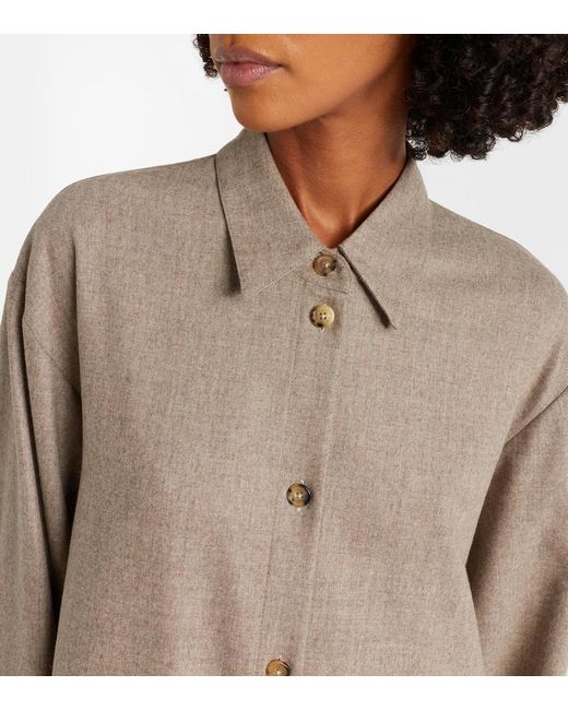 Khaite Natural Gloria Wool And Cashmere Shirt Dress
