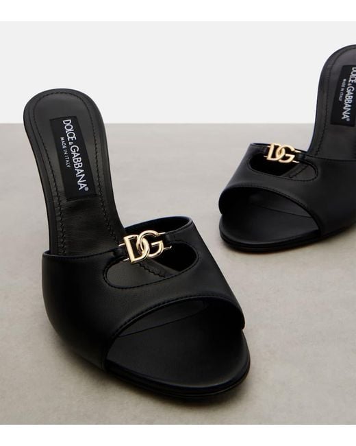 Dolce & Gabbana Black Dg Leather Mules