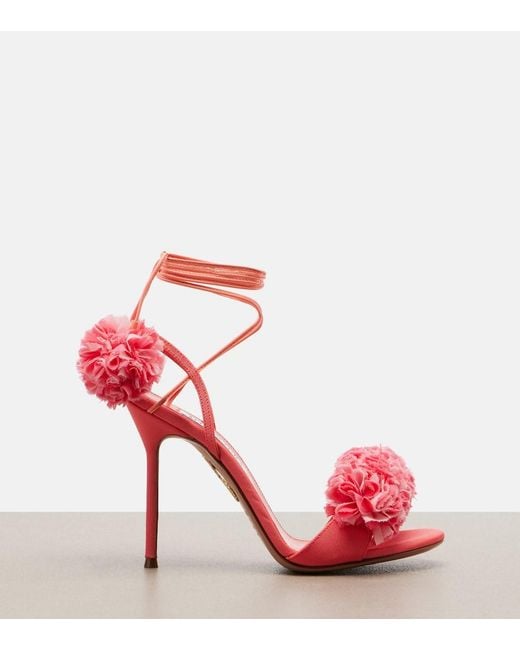 Aquazzura Red Cherry Kiss Leather-Trimmed Sandals