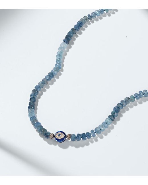 Ileana Makri Blue Sterling Beaded Necklace With Gemstones for men