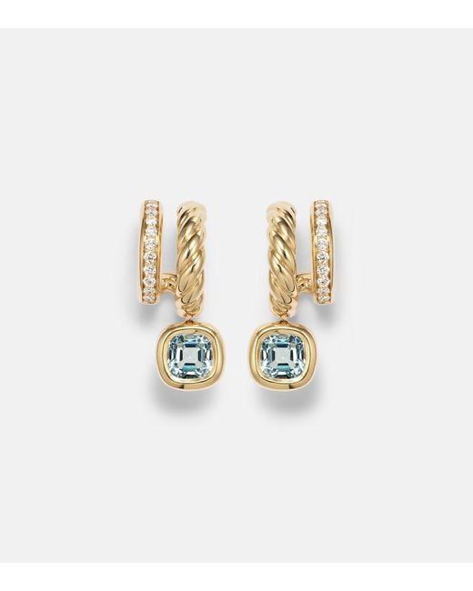 David Yurman Metallic Dy Mercer 18Kt Earrings With Topaz And Diamonds