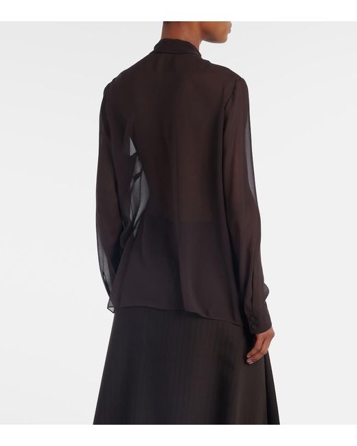 Gabriela Hearst Brown Shildon Tie-Neck Silk Blouse
