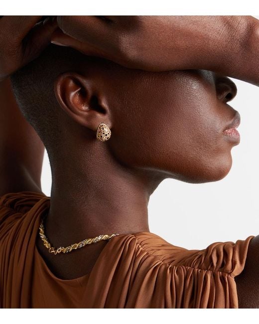 Yvonne Léon White Lynx 9Kt Earrings With Citrines, Enamel, And Diamonds
