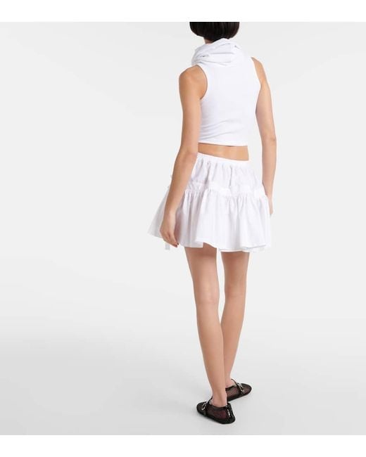 Alaïa Poplin Skater Mini Skirt in White | Lyst