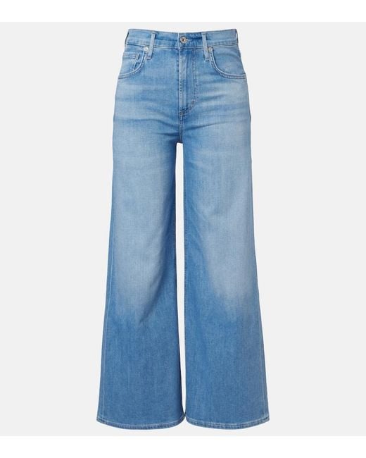 Citizens of Humanity Blue Lyra Cropped Wide-Leg Jeans