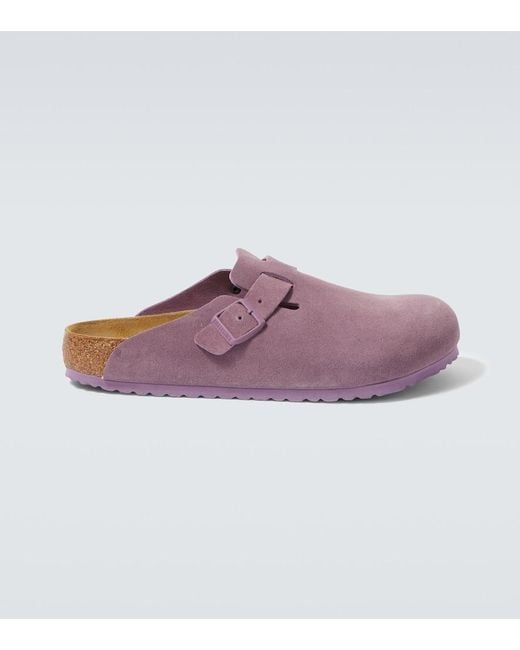 Birkenstock Purple Boston Suede Clogs for men