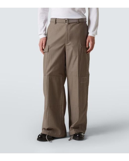 Sacai Brown Cotton Cargo Pants for men