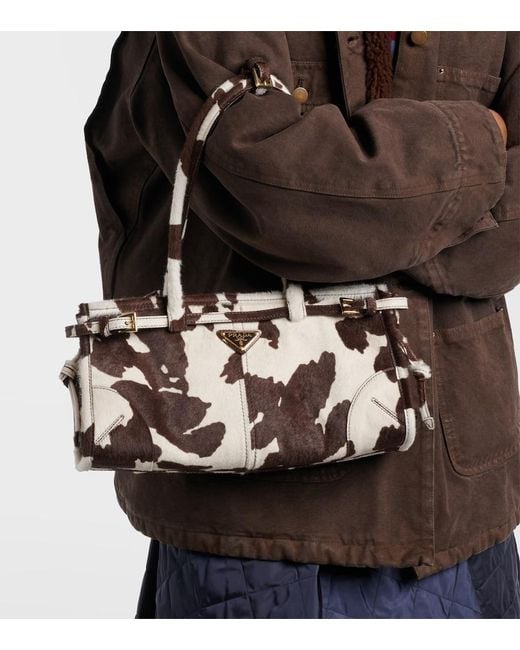 Prada Black Bonnie Medium Calf Hair Shoulder Bag