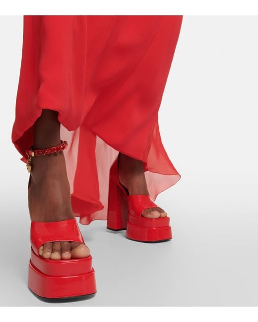 Versace Red Medusa Aevitas Patent Leather Platform Sandals