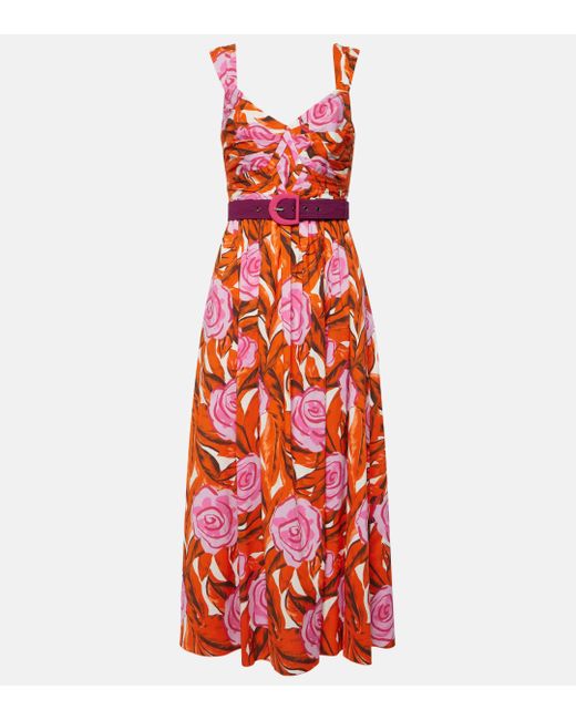 Diane von Furstenberg Red Artie Cotton-blend Midi Dress