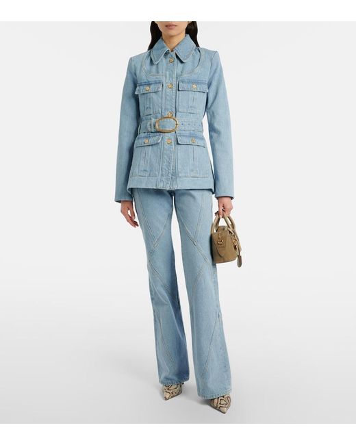 Nina Ricci Blue Belted Denim Jacket