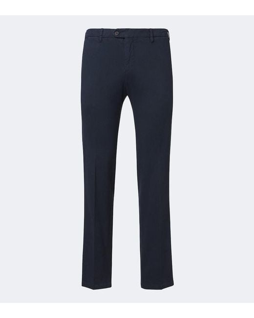 Fedeli Blue Cotton-Blend Chinos for men