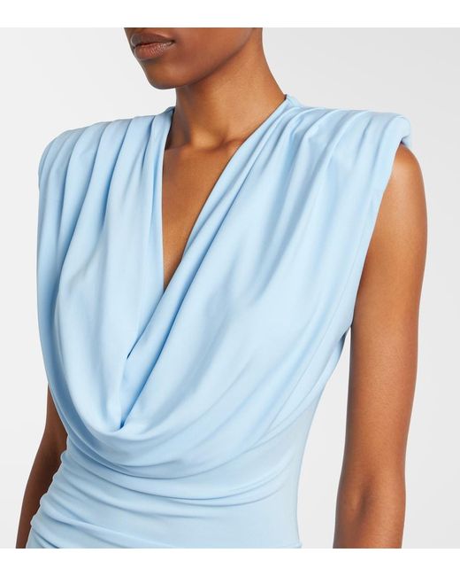Wardrobe NYC Blue Draped Jersey Minidress