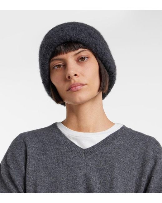 The Row Gray Leomir Cashmere, Alpaca, And Silk Beanie