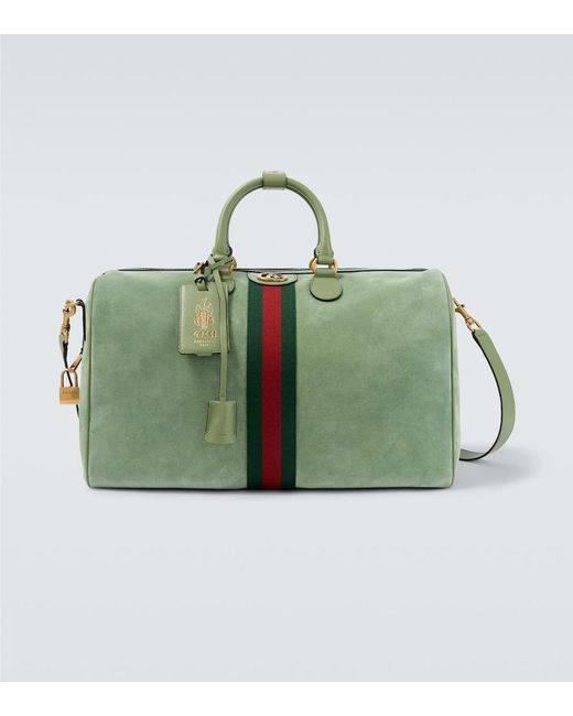 Gucci Green Savoy Medium Suede Duffel Bag for men