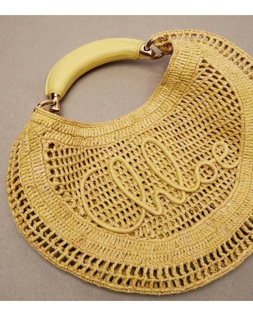 Chloé Metallic Summer Banana Raffia Shoulder Bag