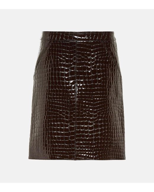 Minifalda de piel efecto cocodrilo Tom Ford de color Brown