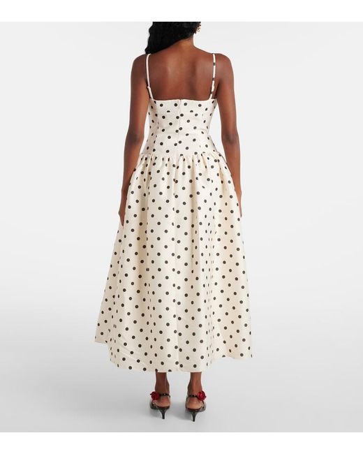 Self-Portrait White Polka-Dot Taffeta Corset Dress