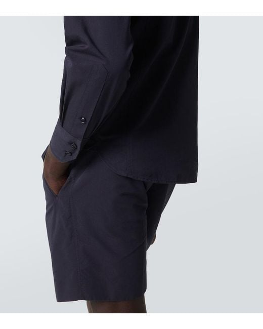 Tom Ford Blue Cotton And Silk Poplin Shirt for men