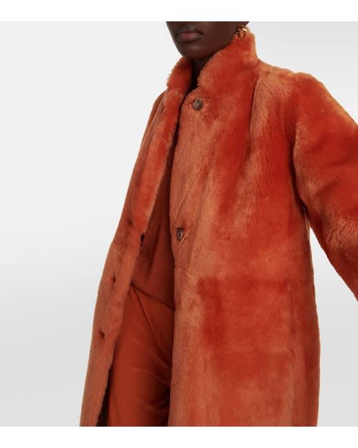 Joseph Orange Britanny Reversible Shearling Coat