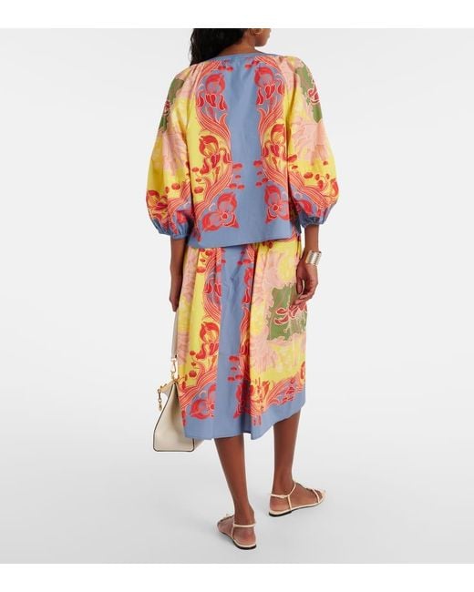 Etro Yellow Popeline-Bluse Mit Blumen-Print