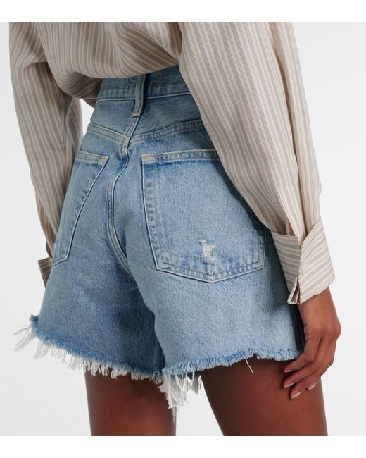 Agolde Blue Parker Mid-rise Denim Shorts