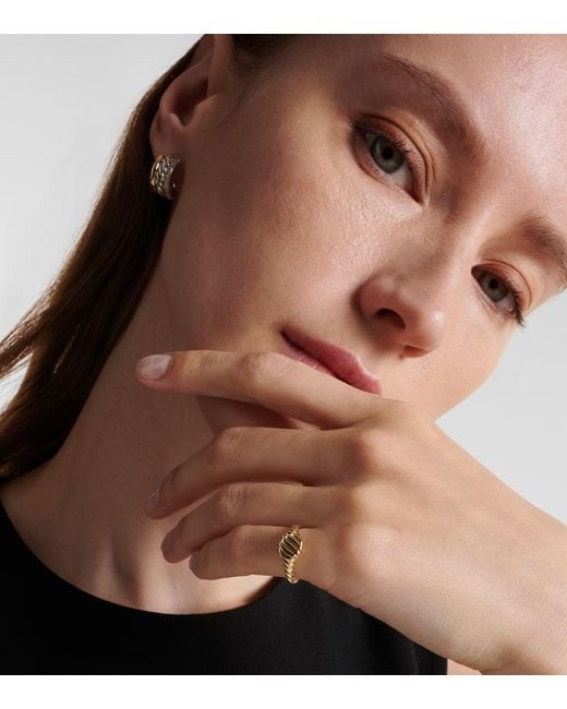 Anillo De Menique Sculpted Cable De Oro De 18 Ct David Yurman de color White