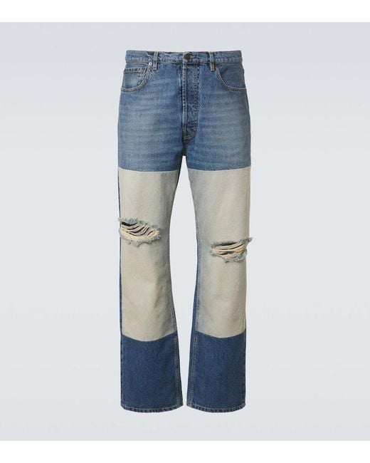 Maison Margiela Blue Distressed Straight Jeans for men