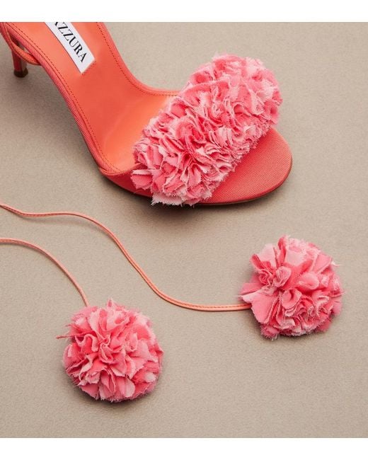Aquazzura Red Cherry Kiss Leather-Trimmed Sandals