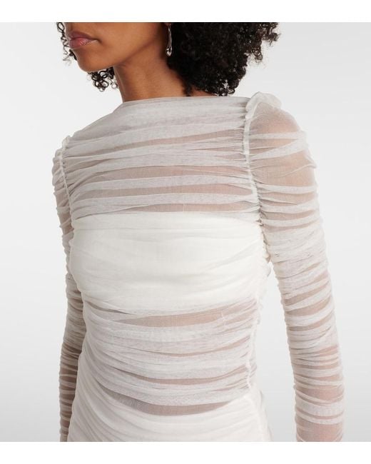 Christopher Esber White Bridal Veiled Silk Tulle Gown