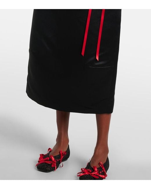 Simone Rocha Black Bow-Detail Satin Midi Dress