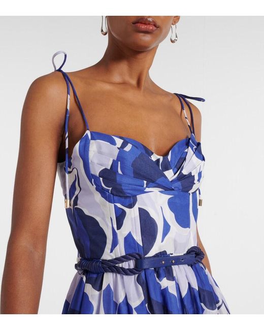 Rebecca Vallance Blue Paros Floral Cotton Midi Dress