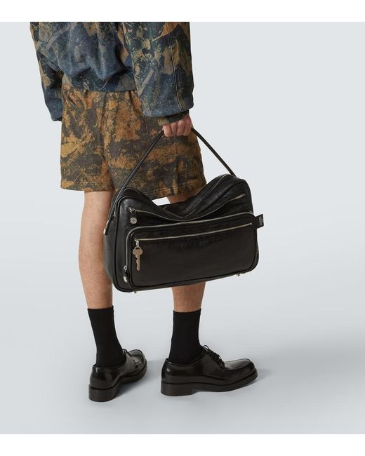Acne Black Camero Leather Shoulder Bag for men