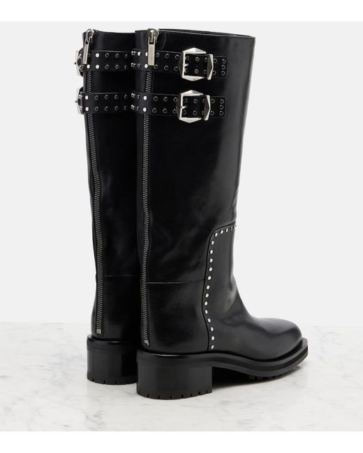 Jimmy Choo Black Brooklyn Leather Biker Boots