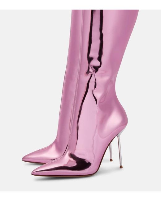 Botas altas Lidia de piel metalizada Paris Texas de color Pink