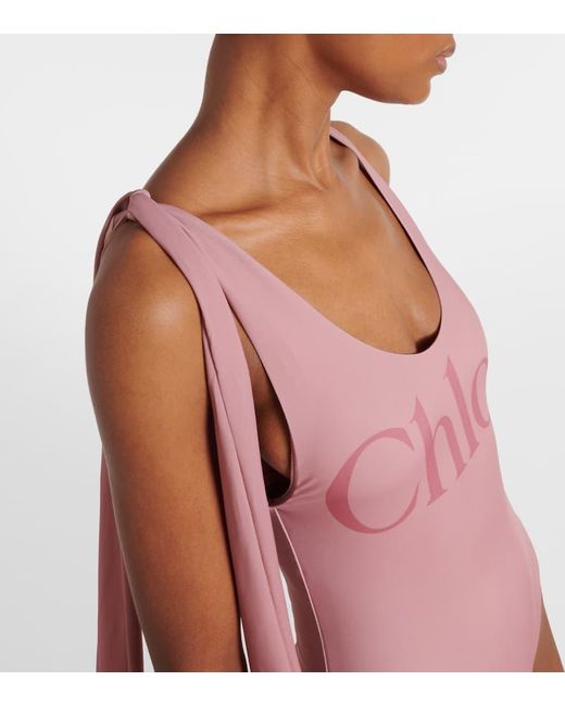 Banador Con Logo Y Lazo Chloé de color Pink