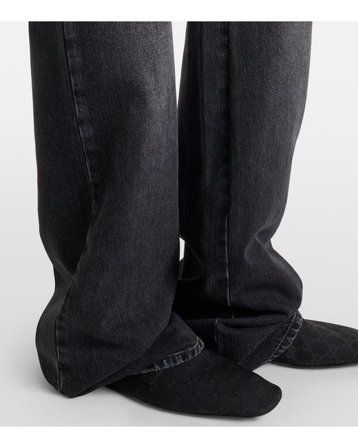 Gucci Black Horsebit Wide-Leg Jeans