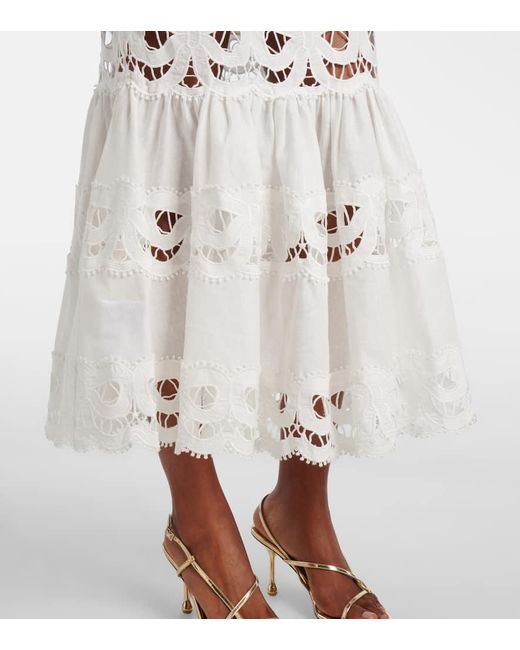 Self-Portrait White Linen Lace Dress