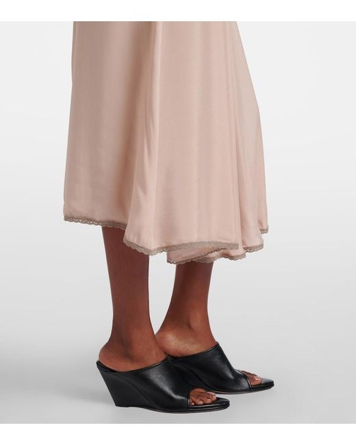 Maison Margiela Pink Belted Lace-Trimmed Midi Dress