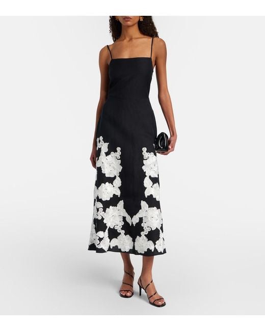 Jonathan Simkhai Black Annabella Linen-Blend Midi Dress