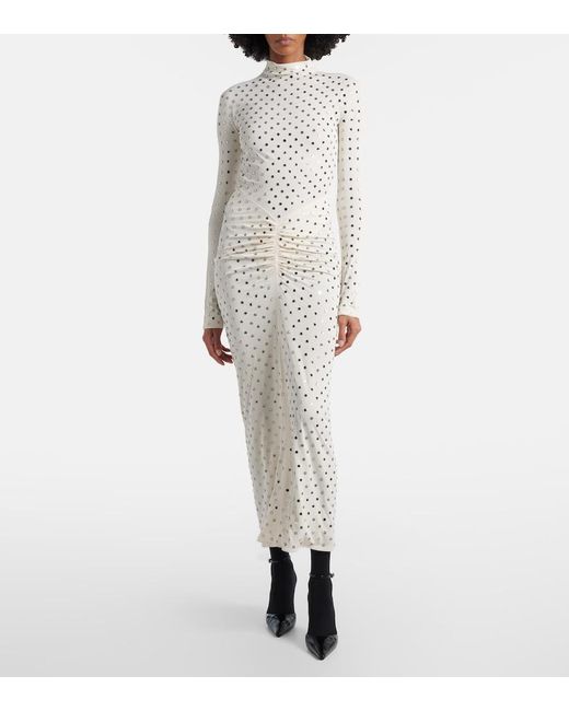 alaia draped dress in rhinestone jersey Alaïa Alaã¯A Ivory Rhinestone-Embellished Long White Premium Pakistani Dress