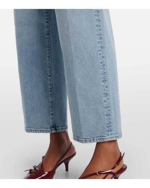 FRAME Blue The Wide High-Rise Wide-Leg Jeans